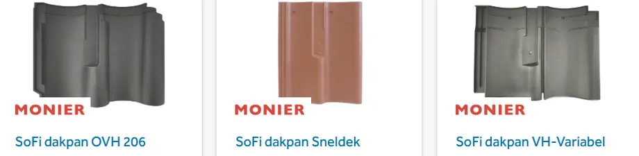 Drie modellen Monier SoFi dakpannen