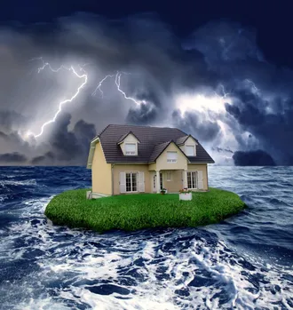 storm house on ocean