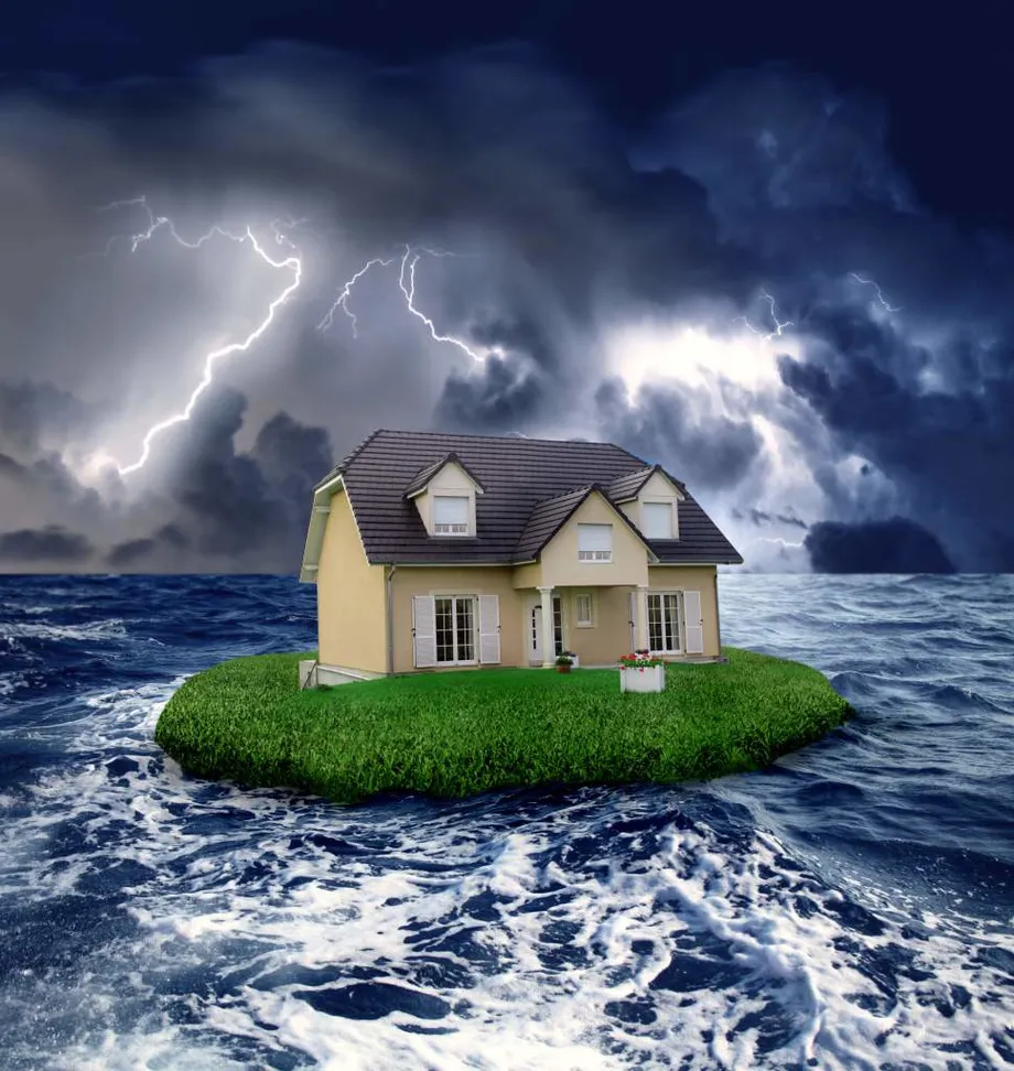 storm house on ocean